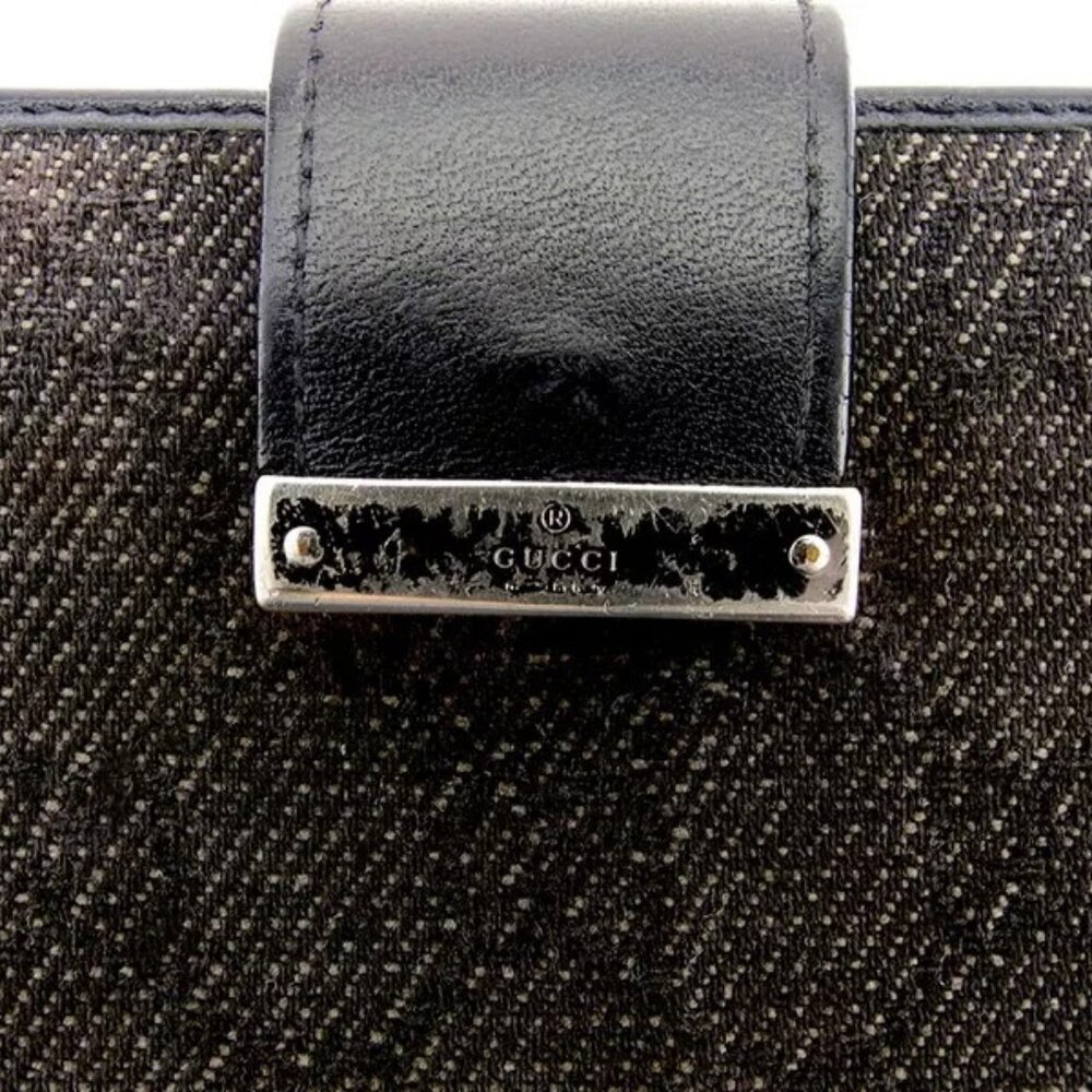 GUCCI Long Wallet GG Canvas Gray Canvas x Leather Authentic Used - Picture 6 of 11